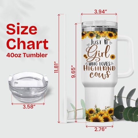 34HD Highland cow tumbler with BPA-free flip lid for spill prevention.