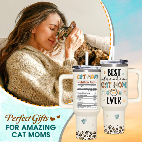 365FURY Cat Mom tumbler with straw for easy sipping