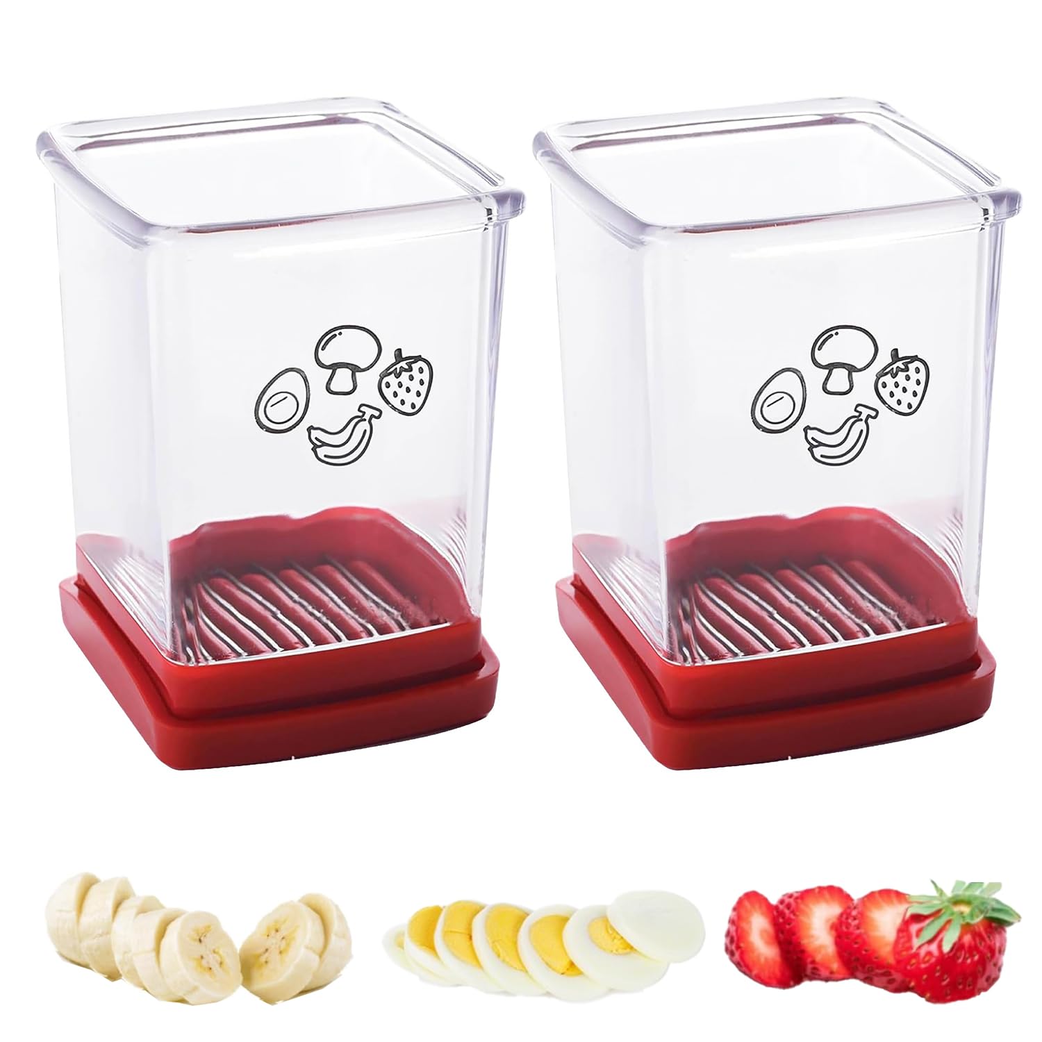 365Home Cup Slicer demonstrating strawberry slicing for uniform pieces