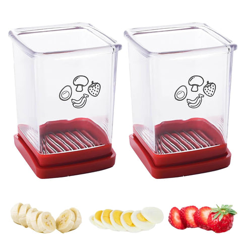 365Home Cup Slicer demonstrating strawberry slicing for uniform pieces