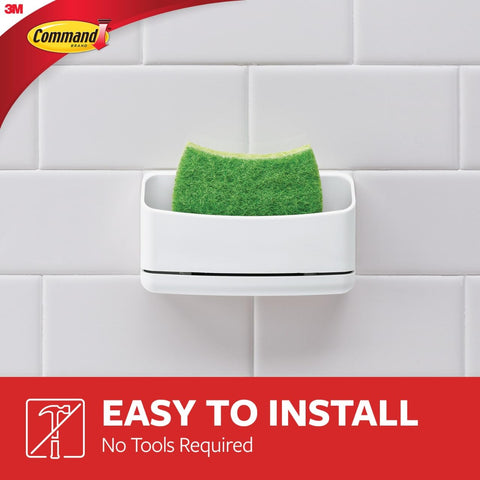 3M Command Under Sink Sponge Caddy in-cabinet setup keeps sponges organized and concealed.