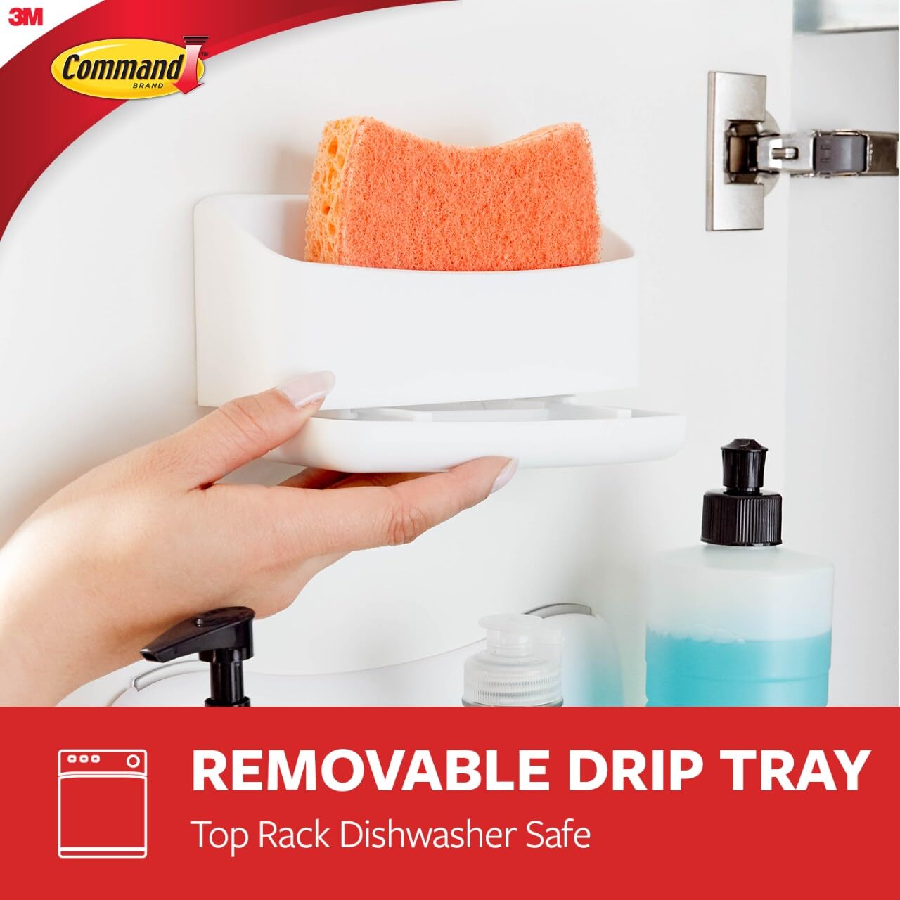 3M Command Under Sink Sponge Caddy wall-mount option demonstrates flexible placement in compact spaces.