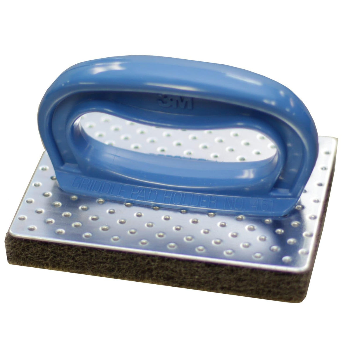 3M Scotch-Brite Griddle Pad Holder Kit in blue-steel finish for safer grip and easier cleaning