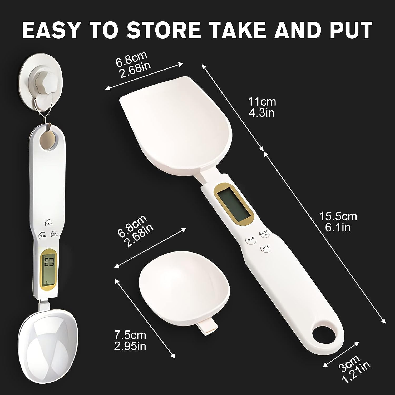 3T6B spoon scale delivers 0.1 g precision for accurate portions.