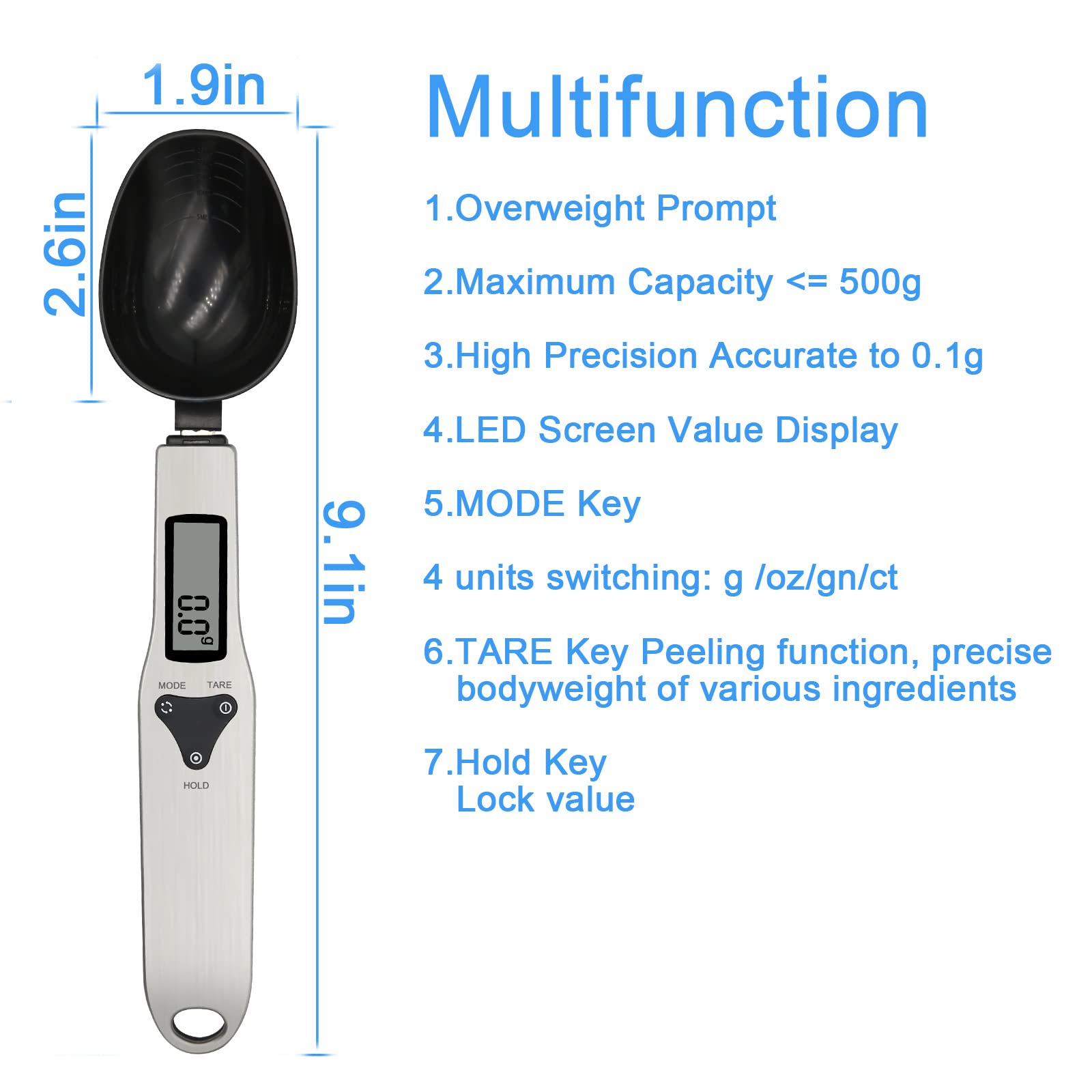 3T6B digital spoon is ideal for weighing flour, butter, tea, and spices.