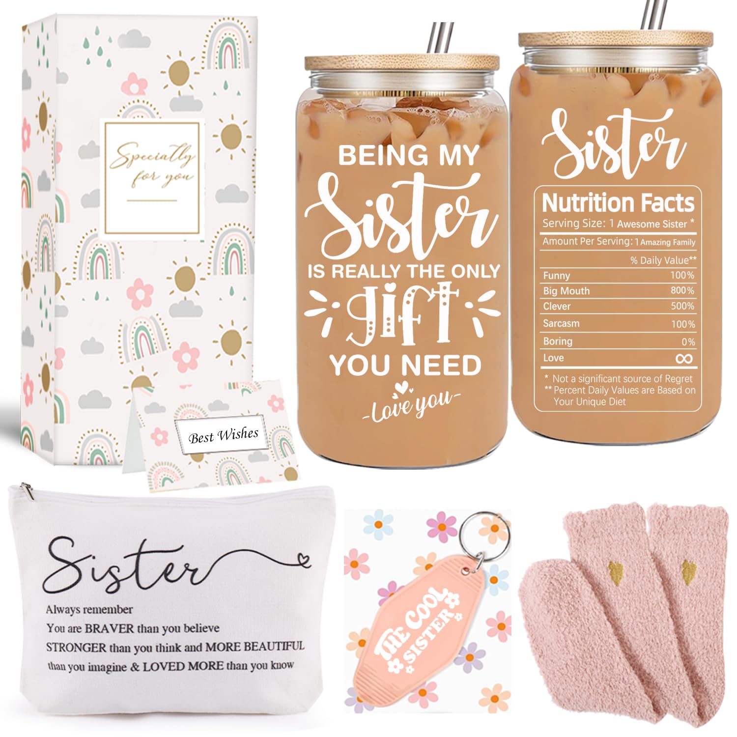 4MELLY Sisters 16oz tumbler with borosilicate glass and lid for everyday use