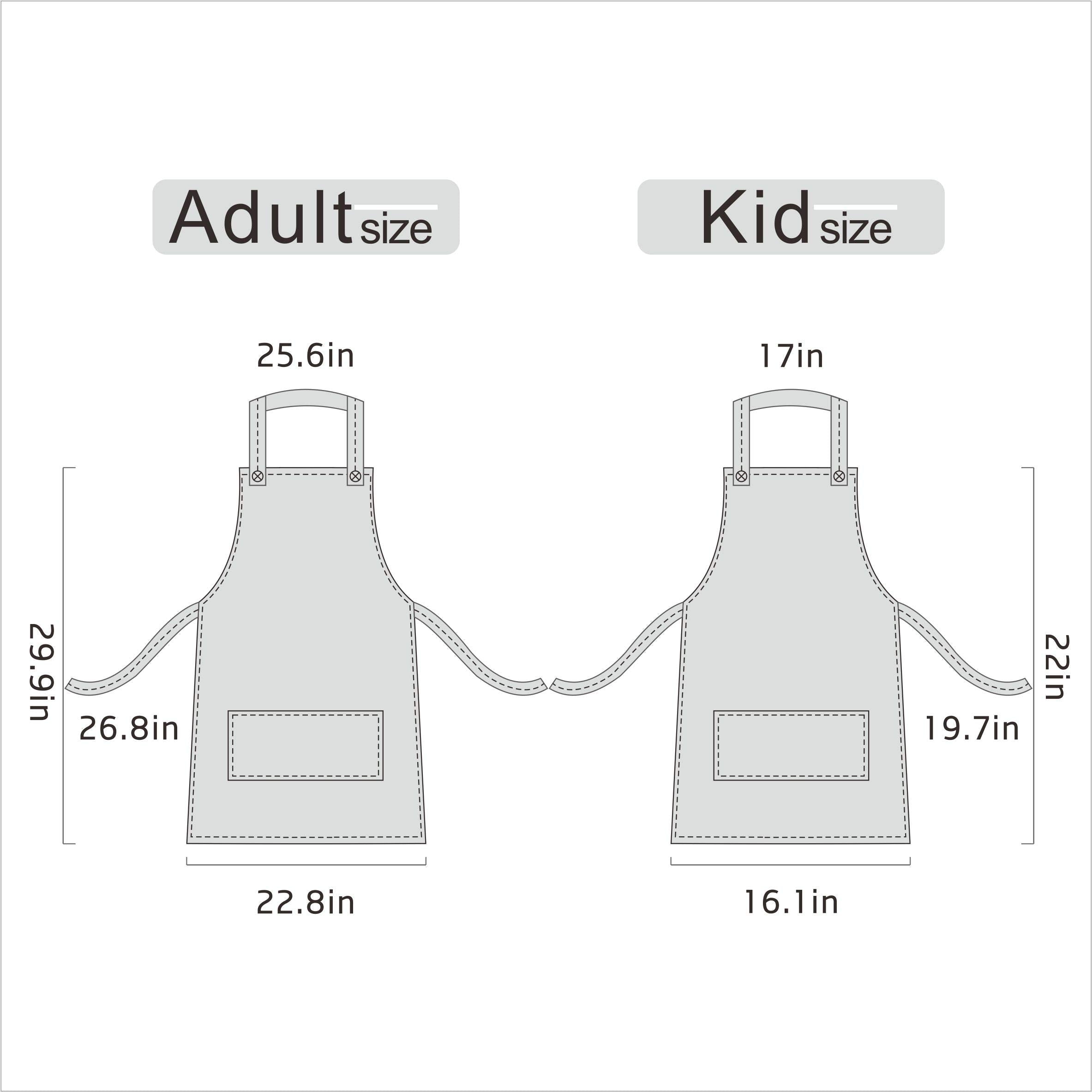 5star Lovely Cotton Parent Child Apron white grid detail view highlights playful clean design
