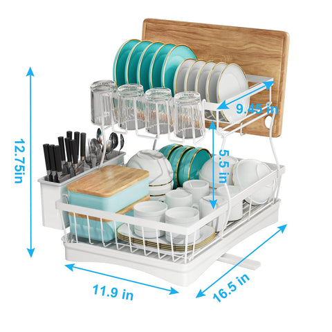 7 code dish rack with cup rack keeps mugs dry and within reach