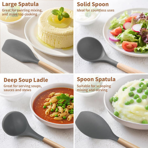 77L 32-piece silicone utensil kit covers spatulas, spoons, ladles and more