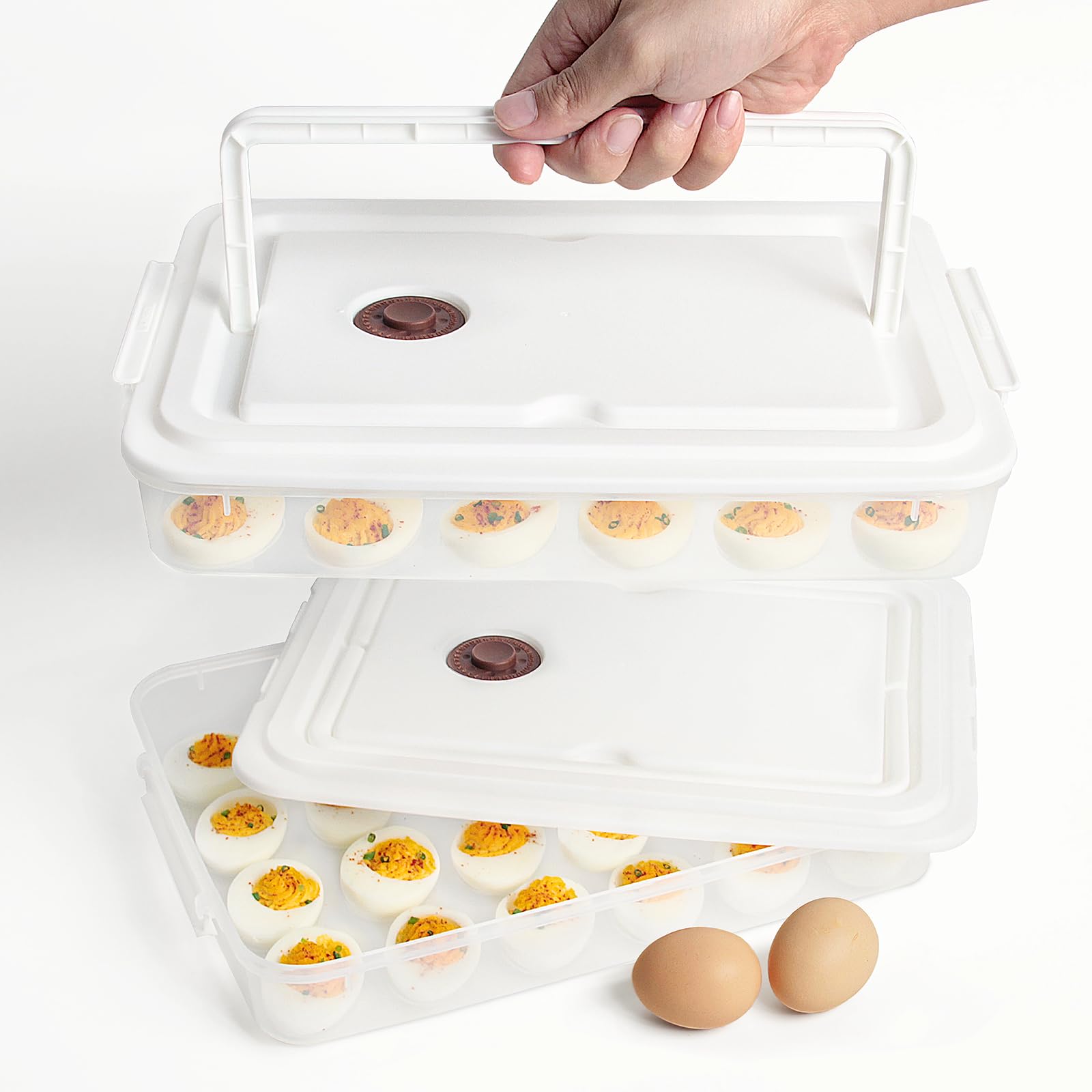 77L deviled egg containers with lid for secure transport to parties and picnics