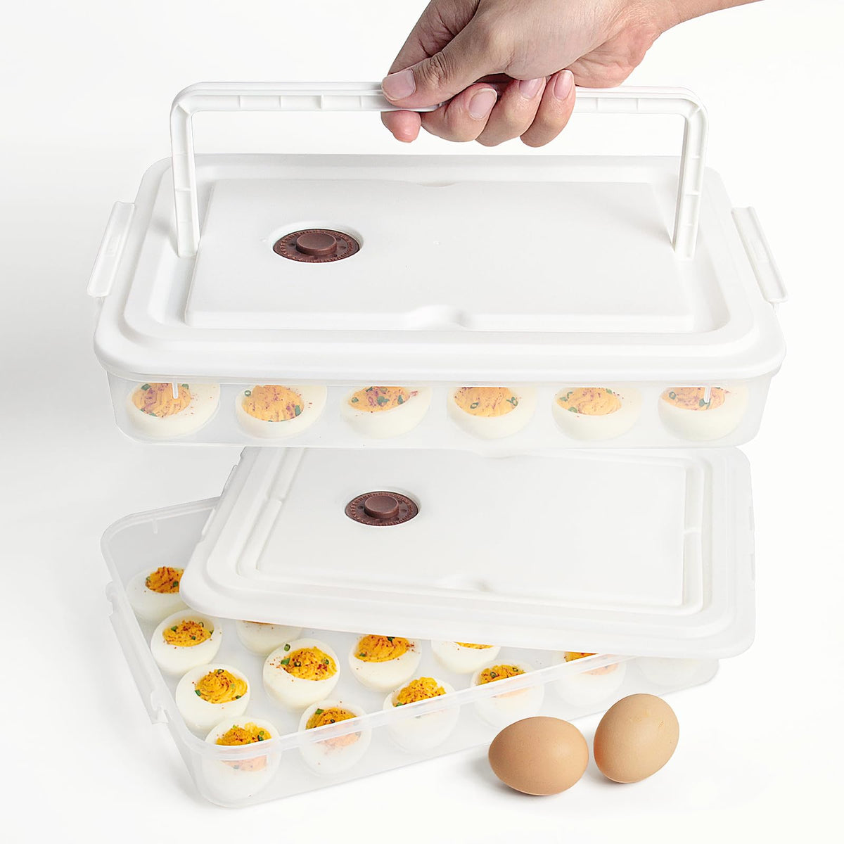 77L deviled egg containers with lid for secure transport to parties and picnics