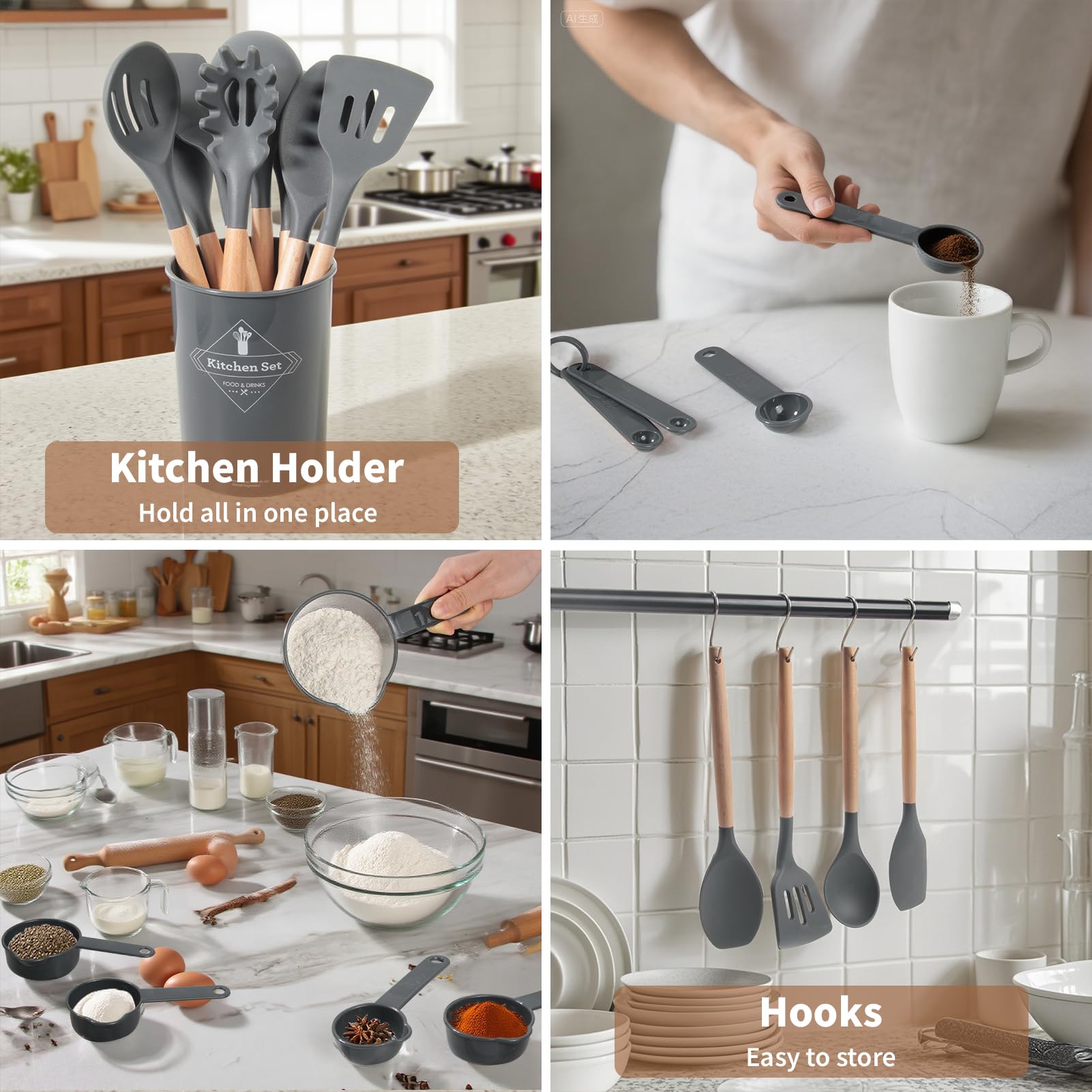 77L measuring cups and spoons in set for precise, mess-free prep