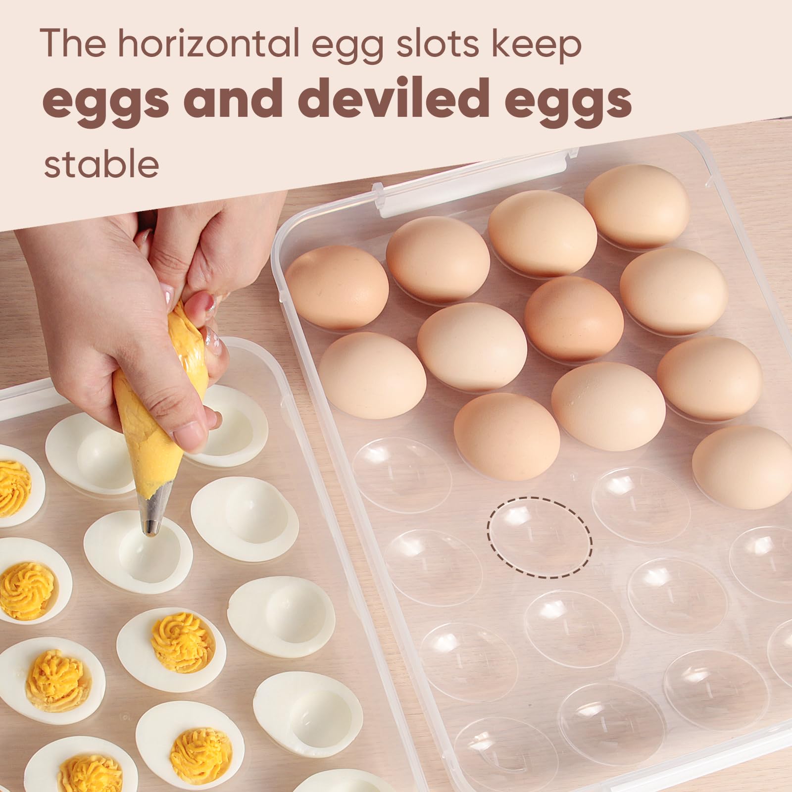 77L transparent fridge egg holder keeps 48 eggs organized and visible