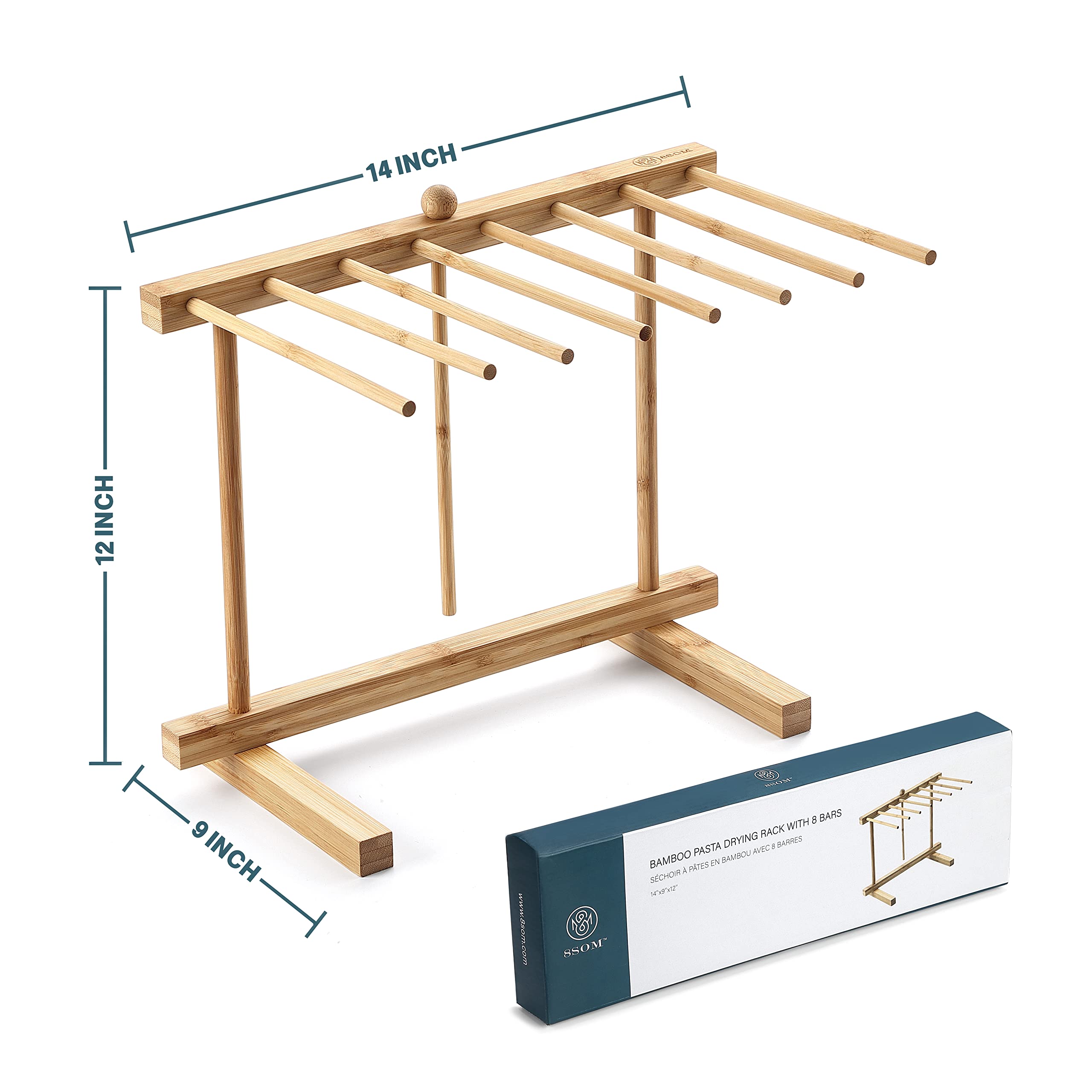 8SOM Compact storage pasta drying rack saves space when not in use
