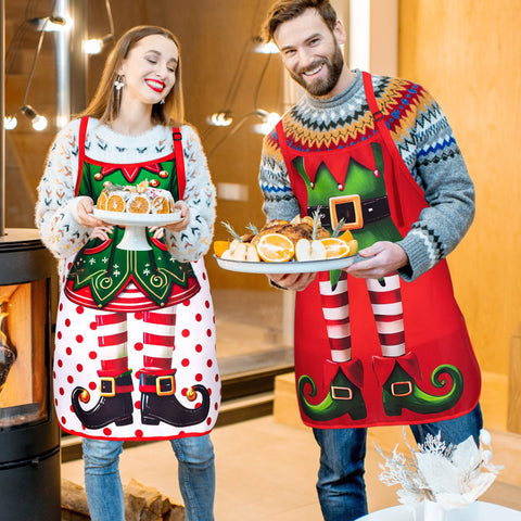 90shine Christmas elf apron with adjustable straps for a comfortable cooking fit.