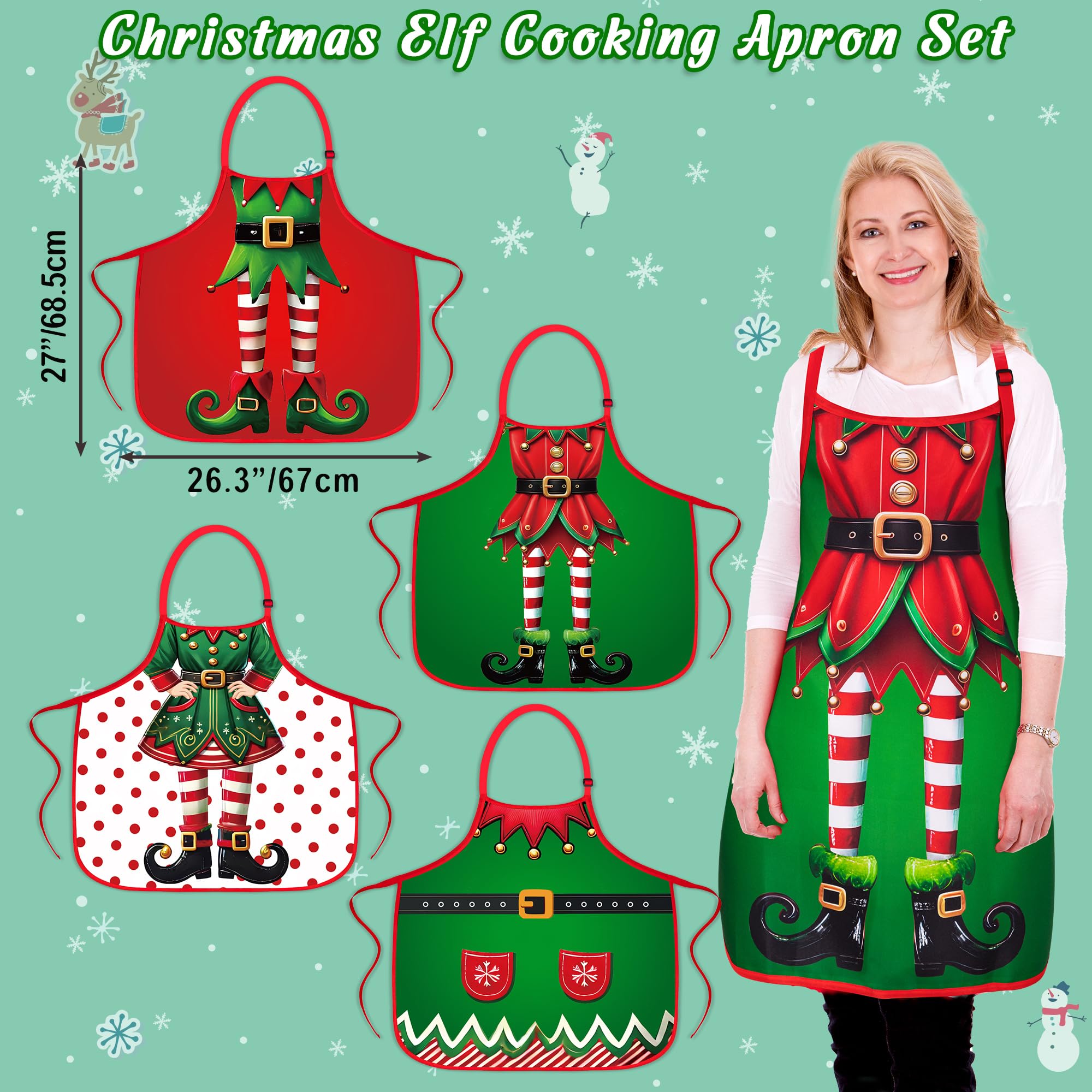 90shine Christmas elf apron provides full coverage to protect clothing from spills.