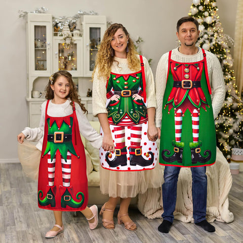 90shine Christmas elf apron designs, four options to add holiday cheer while cooking.