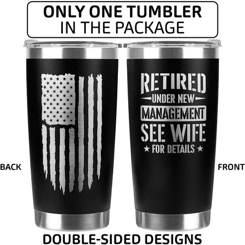 94Bright retirement tumbler stainless steel exterior, durable for daily use.