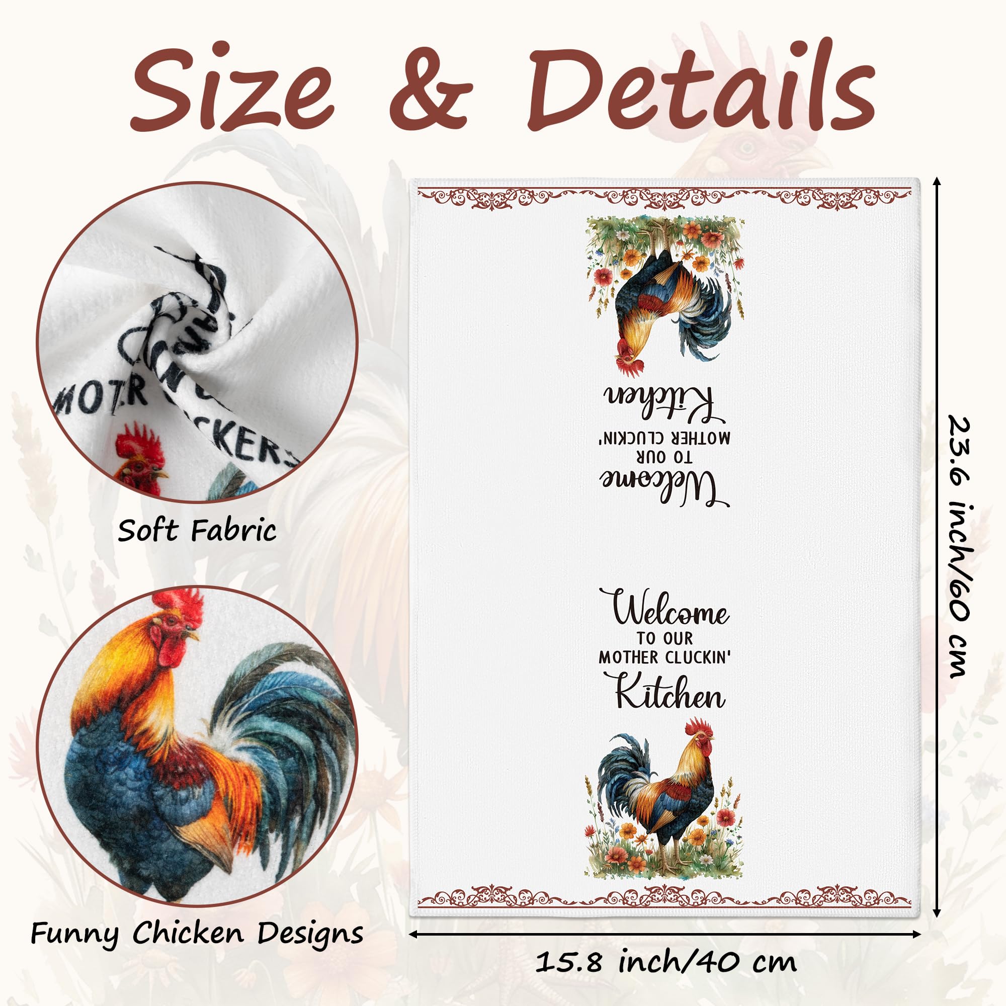 9tilight chicken kitchen towels absorbent fabric for daily kitchen use.