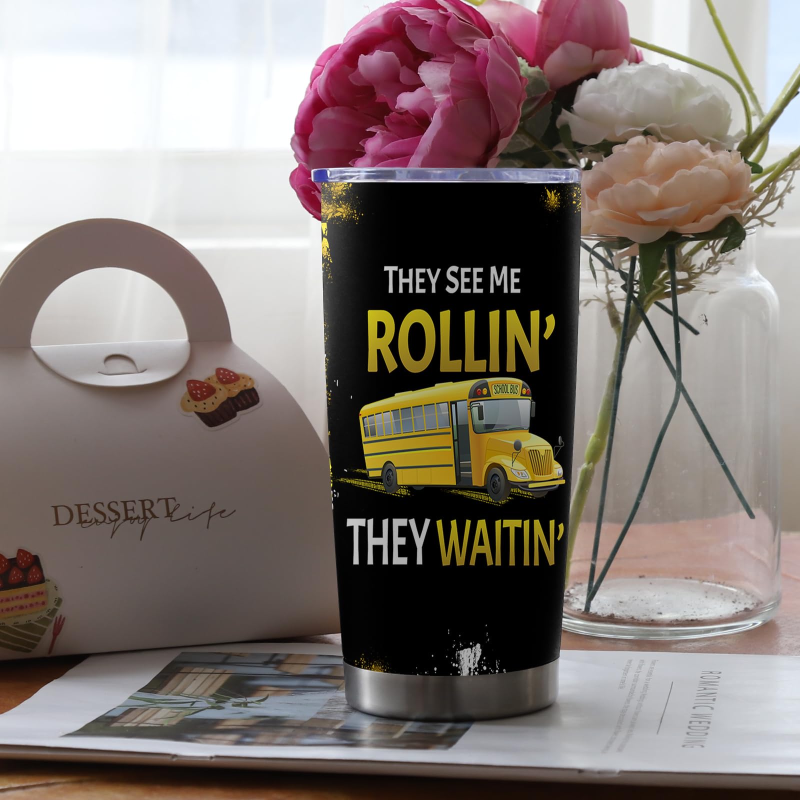 Grawmise school-bus-driver gift tumbler makes a thoughtful gift.