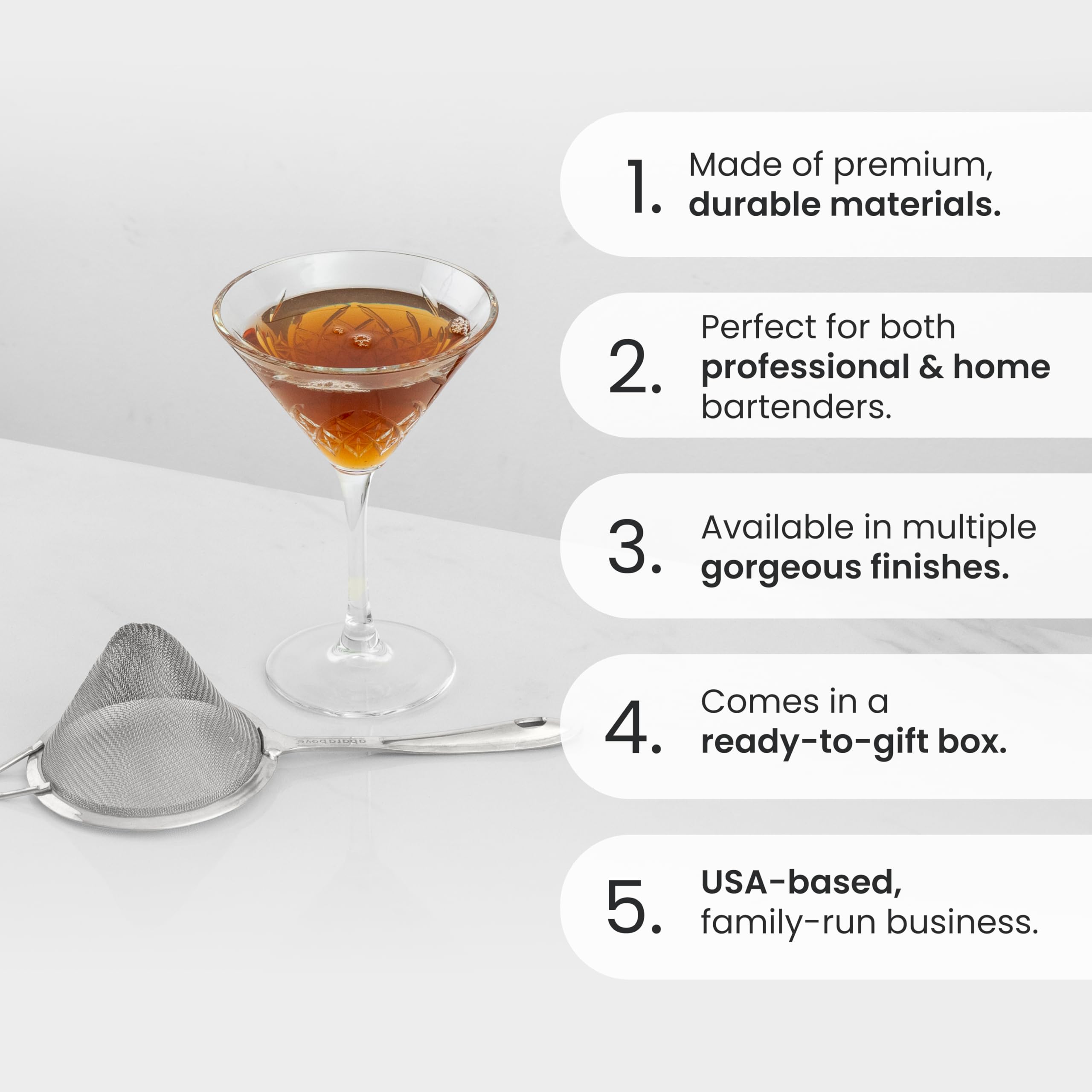 A Bar Above 304 stainless steel construction resists rust for long lasting bar and kitchen use.