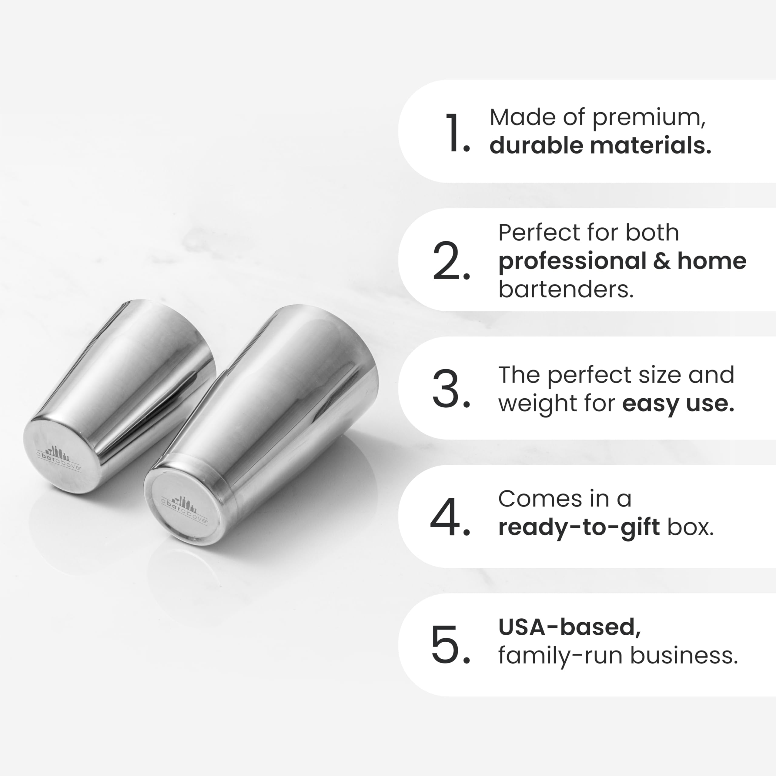 A Bar Above 304 stainless steel construction for lasting durability.
