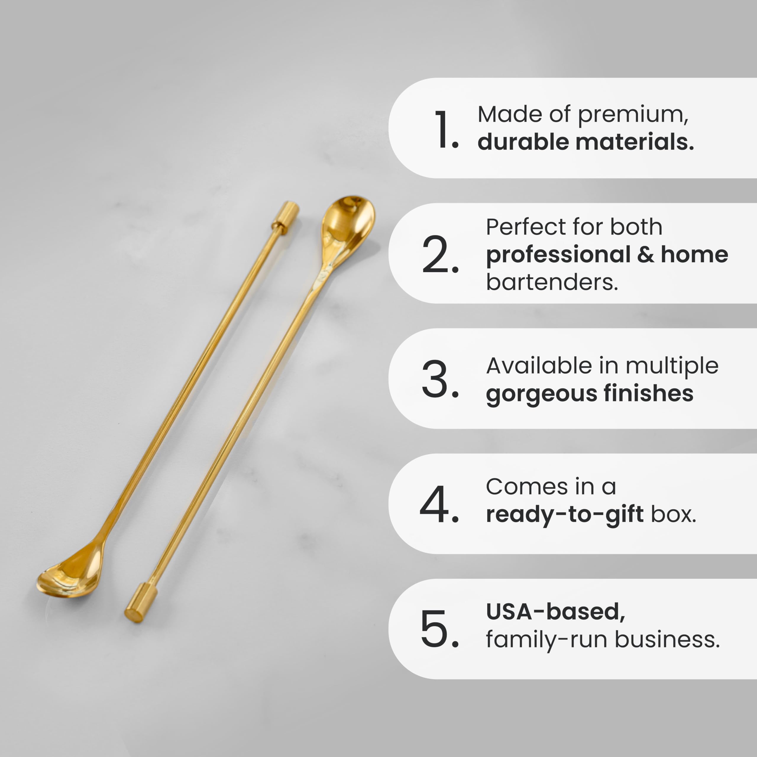 A Bar Above bar spoon set with smooth handle for effortless mixing.