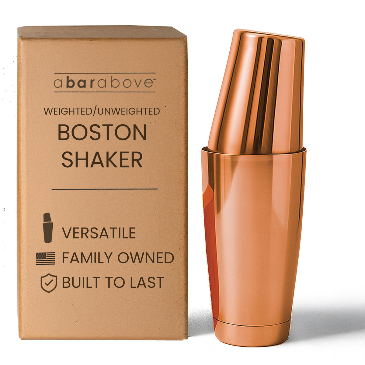 A Bar Above 18oz weighted Boston shaker tin for balanced, professional shakes.