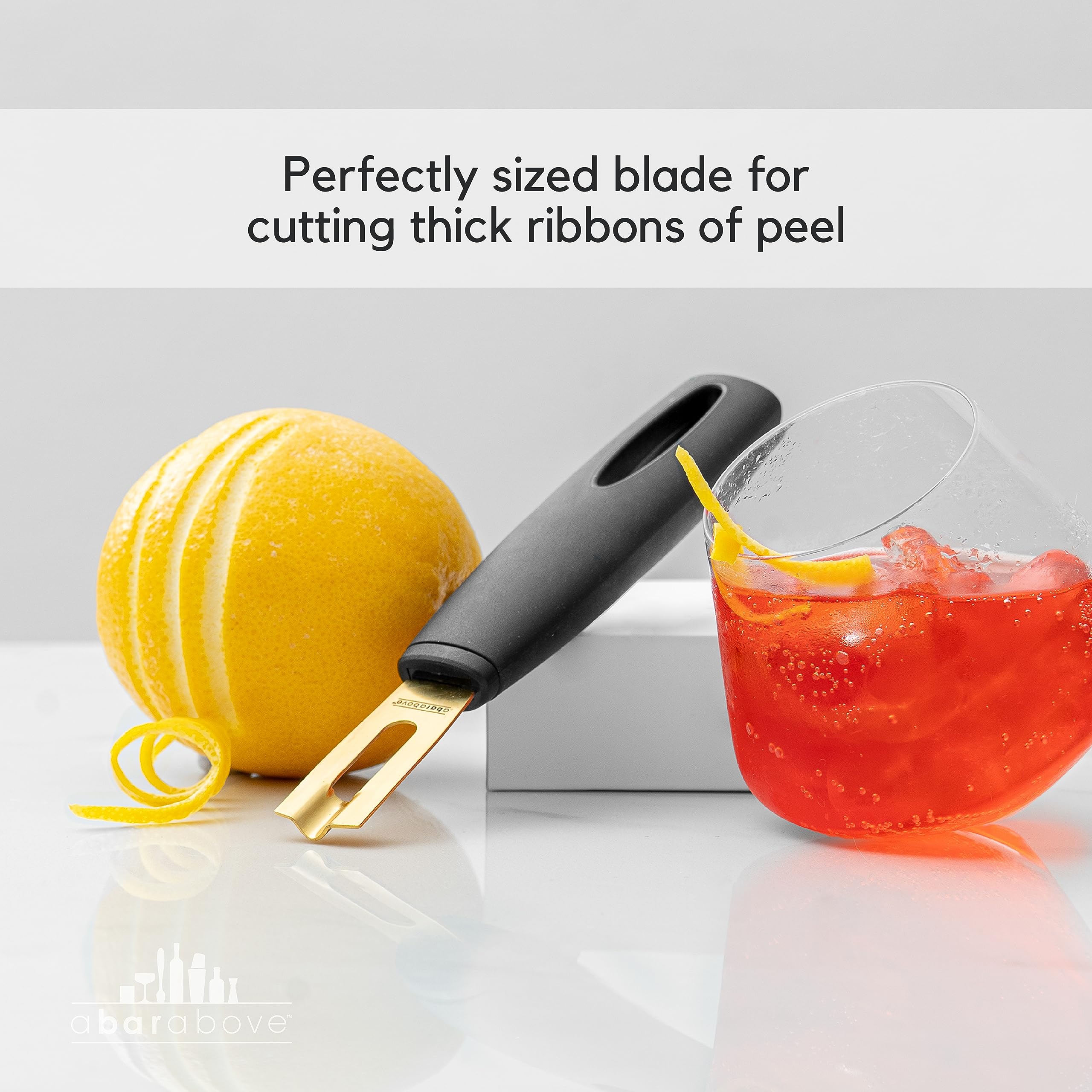 A Bar Above channel knife citrus peel tool for chef-grade garnishes in cocktails and plates.