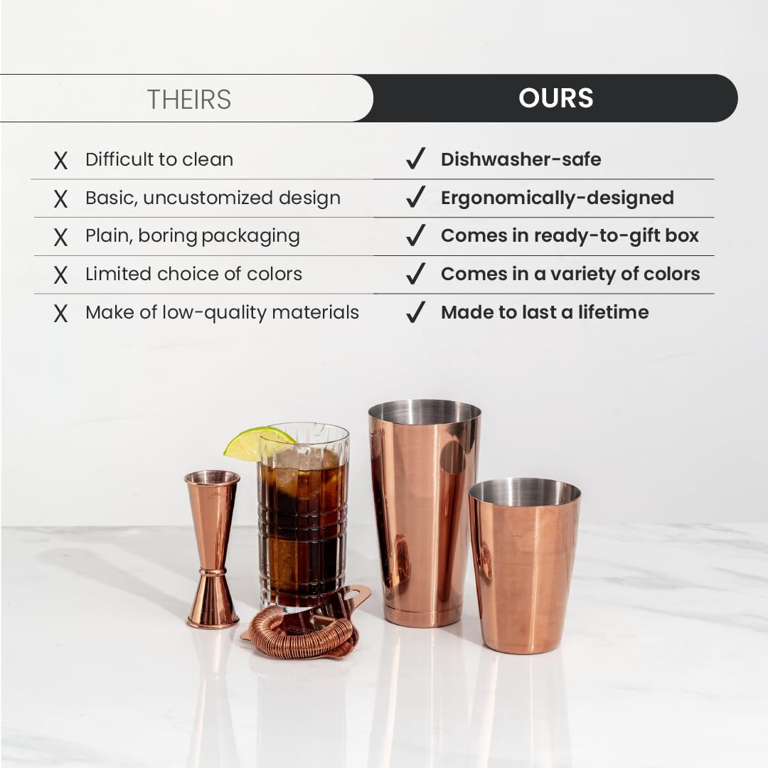 A Bar Above compact 4-piece kit fits in a drawer or bar cart.