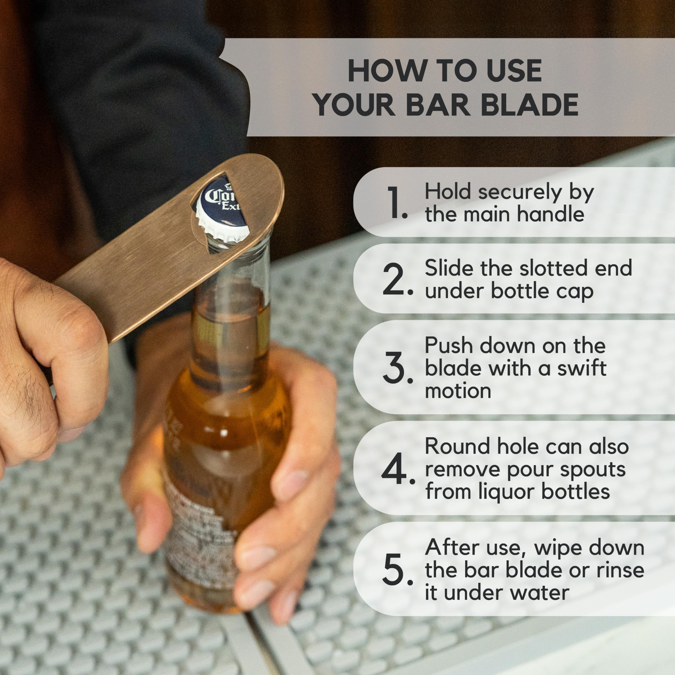 A Bar Above heavy duty bar blade bottle opener dishwasher safe for easy cleaning