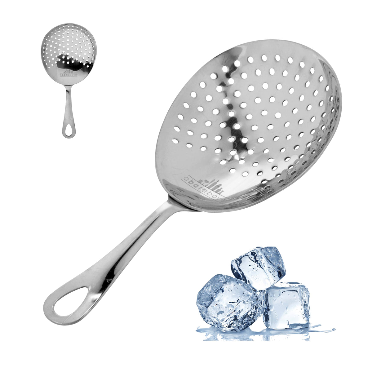 A Bar Above julep strainer bowl for ice-free pours with controlled flow