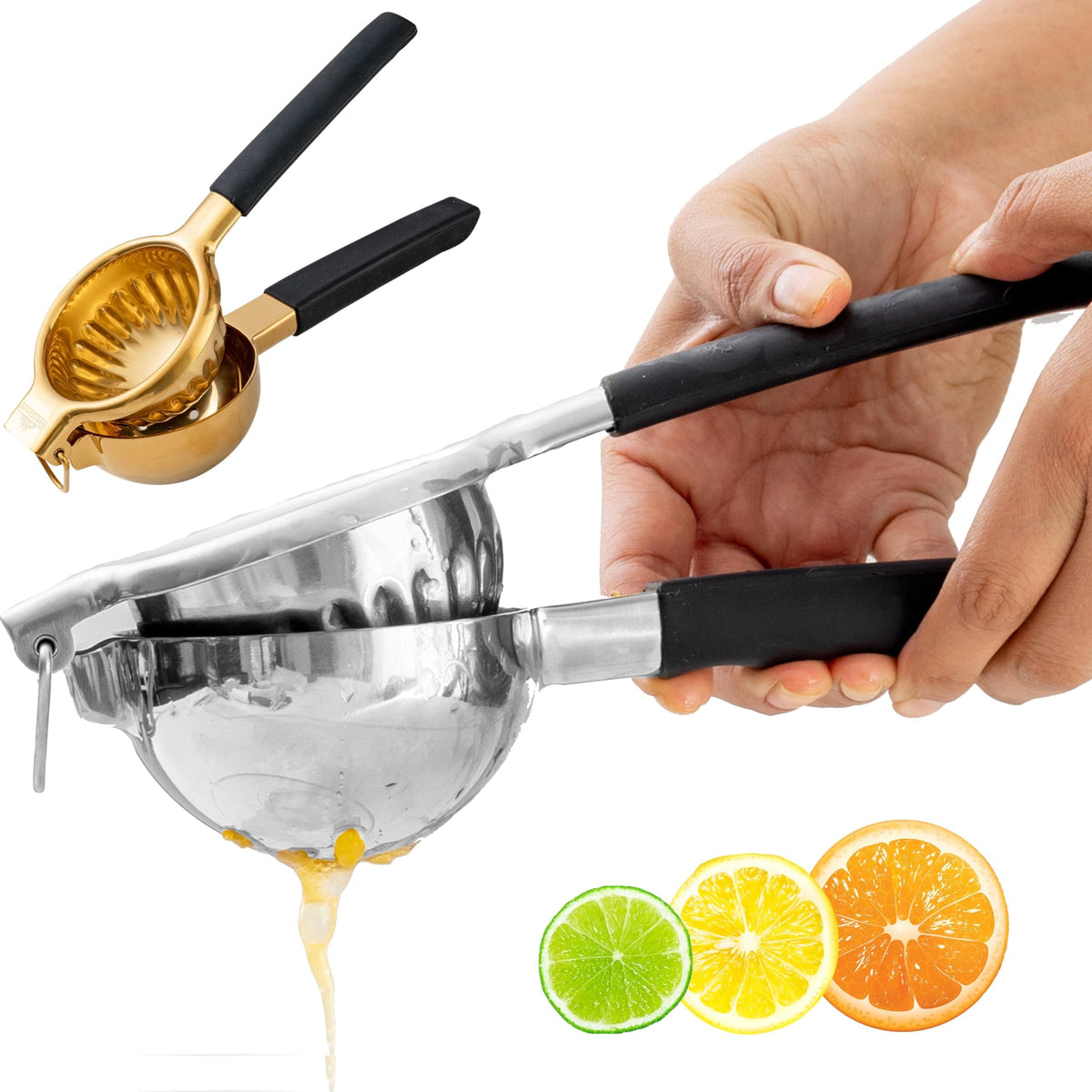 A Bar Above stainless steel hand juicer on a bar prep station for reliable citrus extraction.