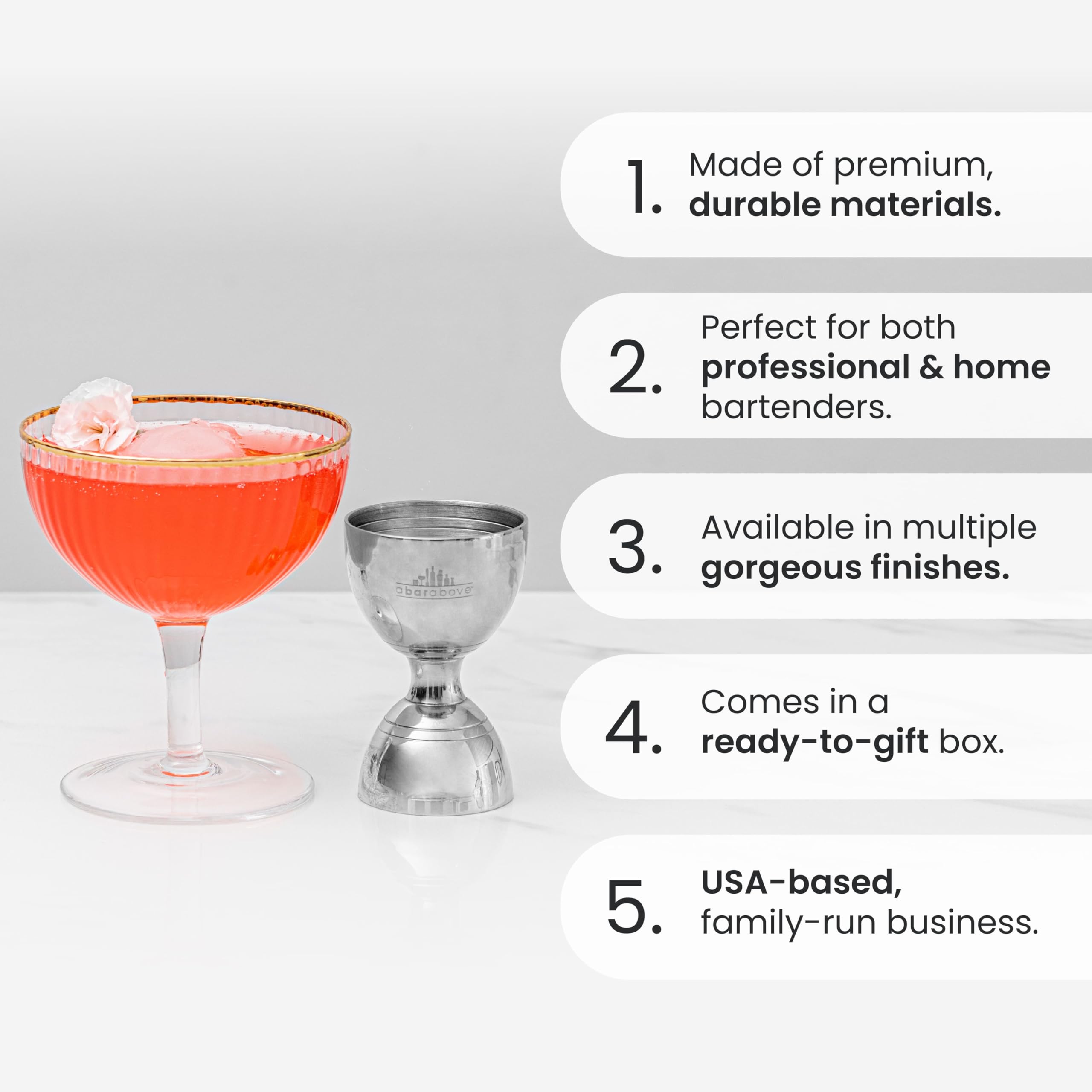 A Bar Above two-sided design for flexible measuring in busy bars.