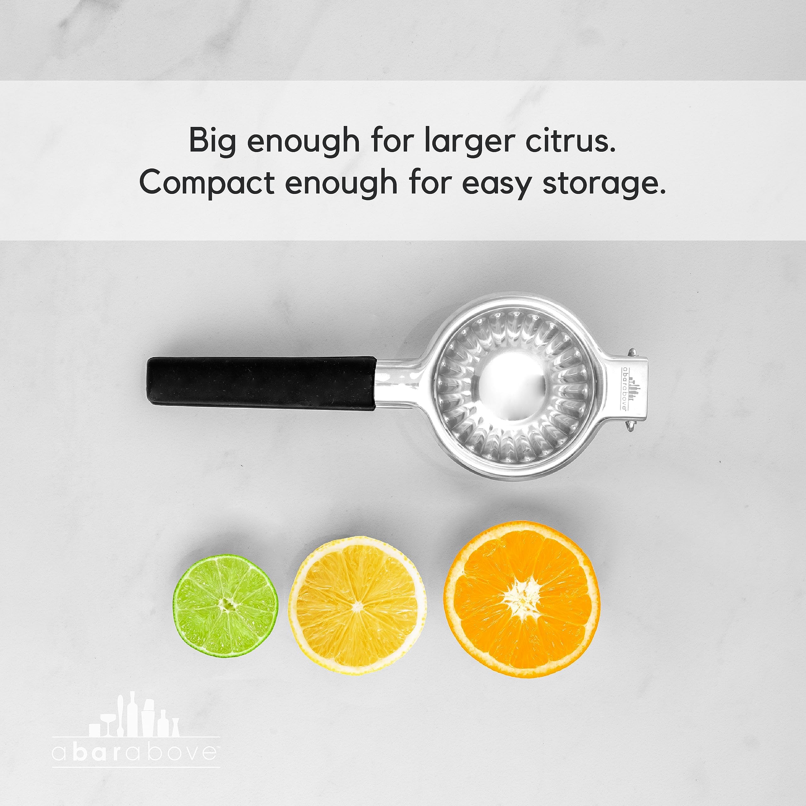 A Bar Above wide-bowl citrus press handling lemons and limes with ease.