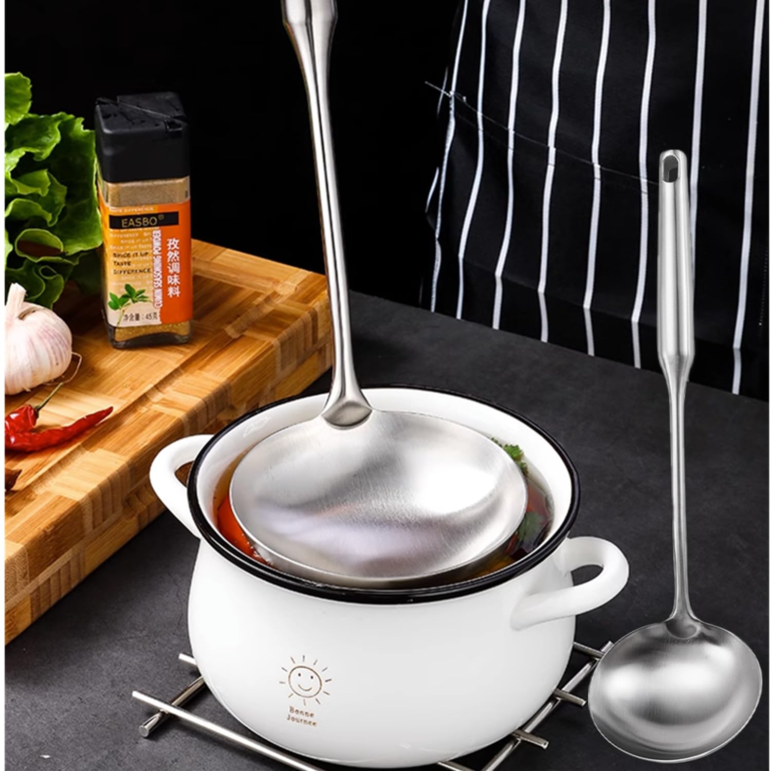 A · HOUSEWARE Anti-scald handle on ladle provides safer cooking and serving