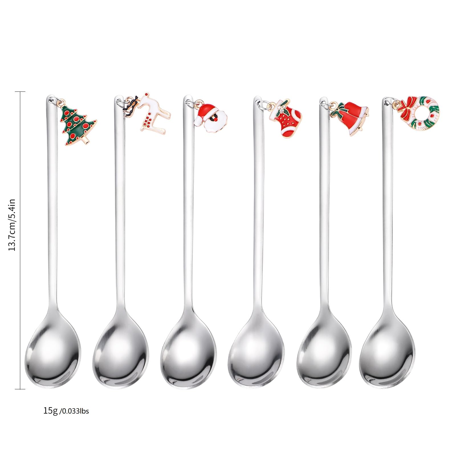A HOUSEWARE long-handle dessert spoon designed for easy stirring in tall mugs.