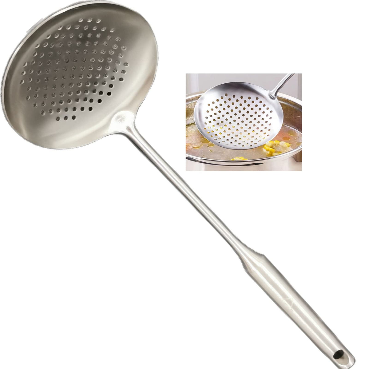 A · HOUSEWARE Skimmer large-slotted-spoon drains pasta efficiently.