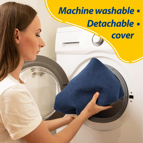 AAAAAcessories D-shaped chair cushion blue zipper edge prevents cover shifting.