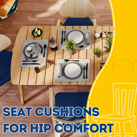 AAAAAcessories D-shaped chair cushion blue non-slip bottom on dining chair.