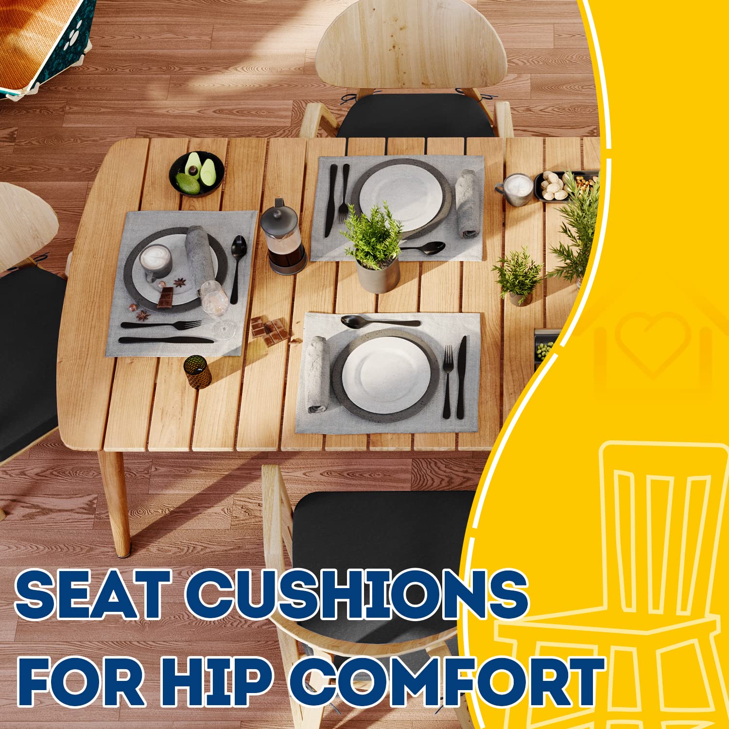 D-shaped chair cushions by AAAAAcessories suited for dining and kitchen chairs.