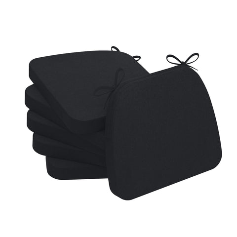 AAAAAcessories D-shaped chair cushions in black, front view, six-pack for dining comfort.