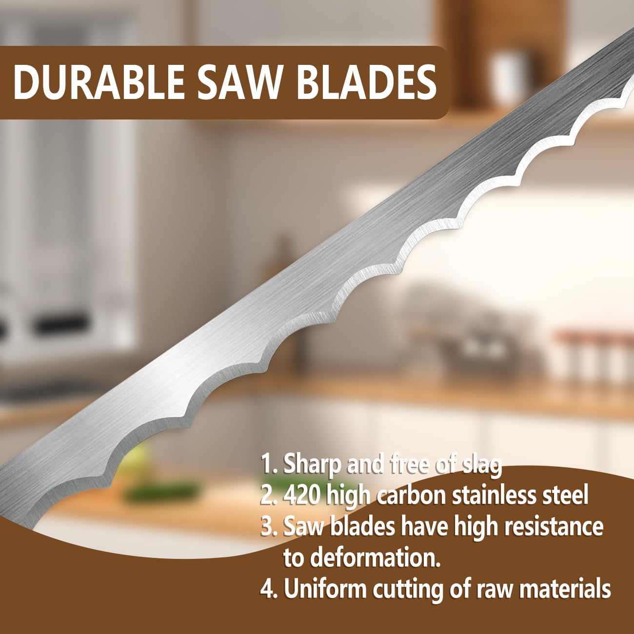AAEJE handcrafted wood grain bread knife highlighting unique natural pattern.