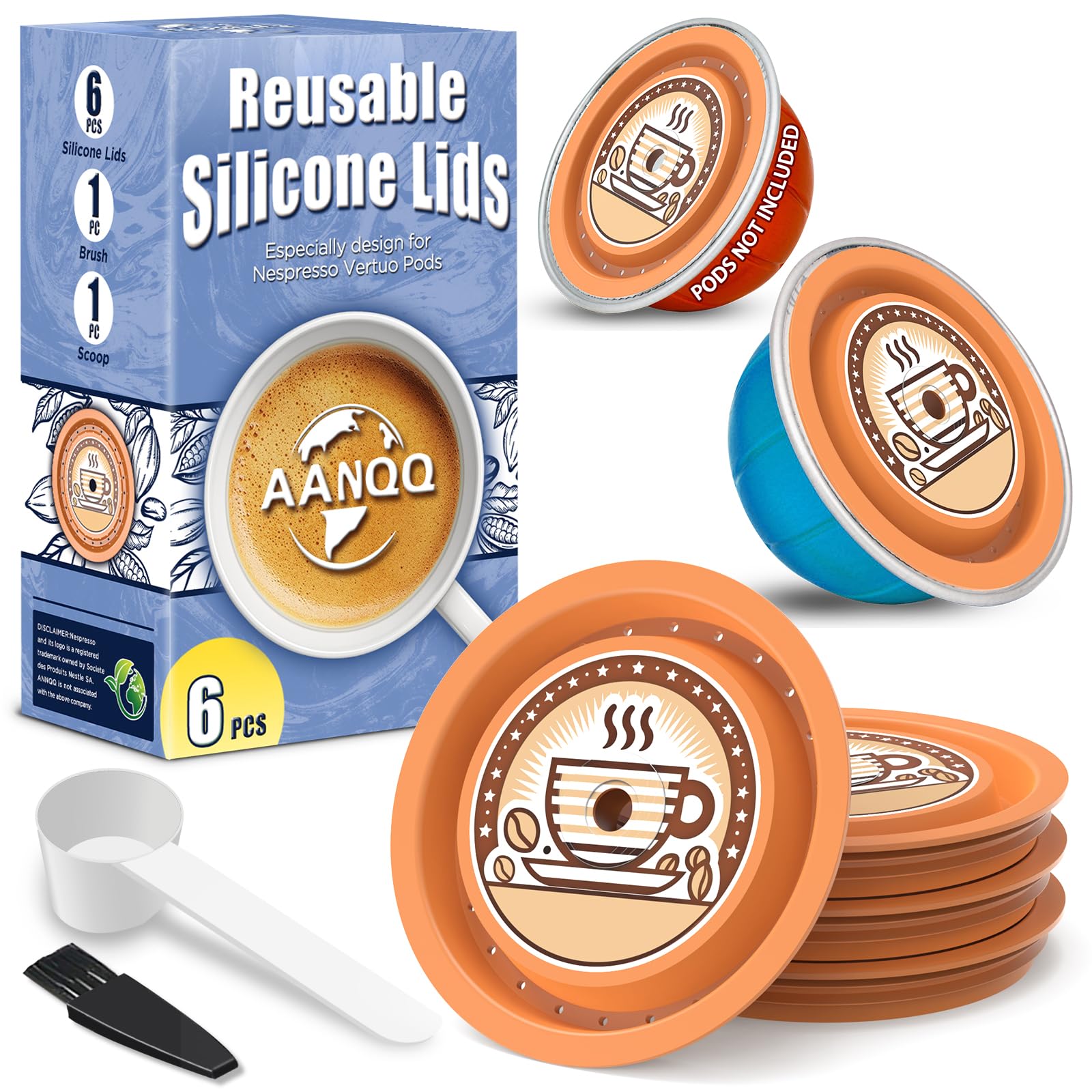 AANQQ Vertuo silicone lid universal fit covers pods for seamless brewing and less mess.