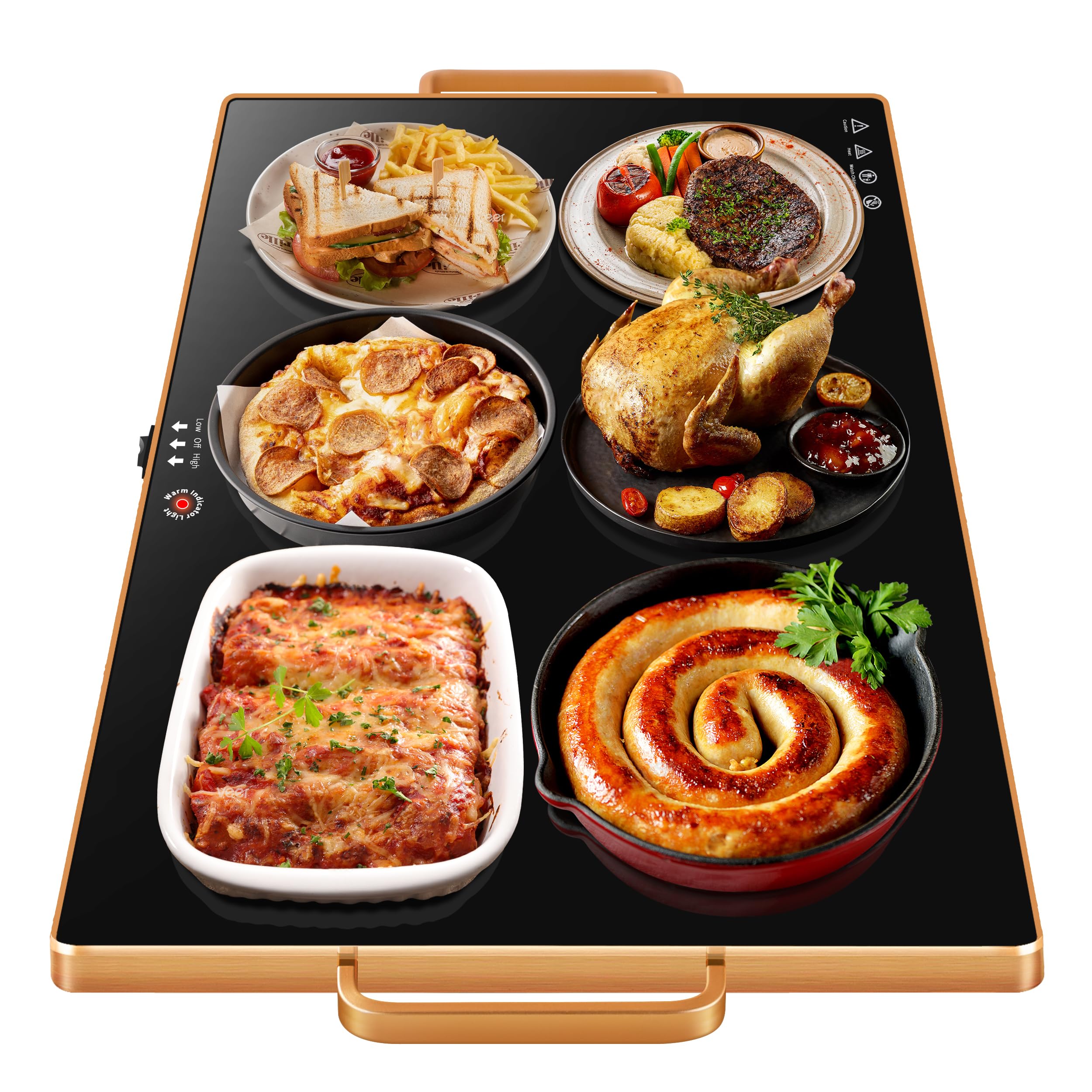 Aanuan warming tray with glass-top on buffet, stylish and functional