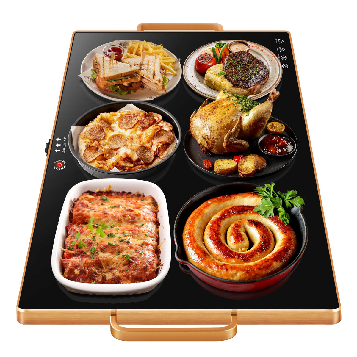Aanuan warming tray with glass-top on buffet, stylish and functional