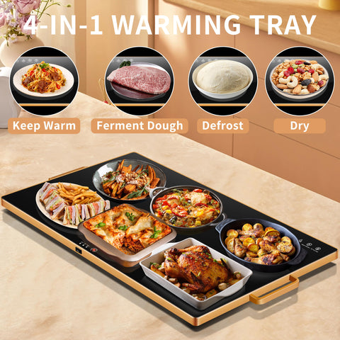 Aanuan warming tray demonstrating full-surface heating for even warmth