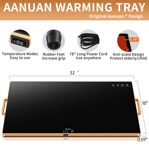 Aanuan warming tray with gold handles for easy transport