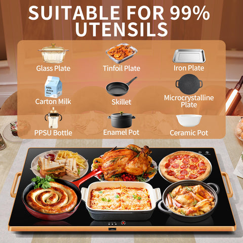 Aanuan warming tray featuring thermostat-style temperature control for precision