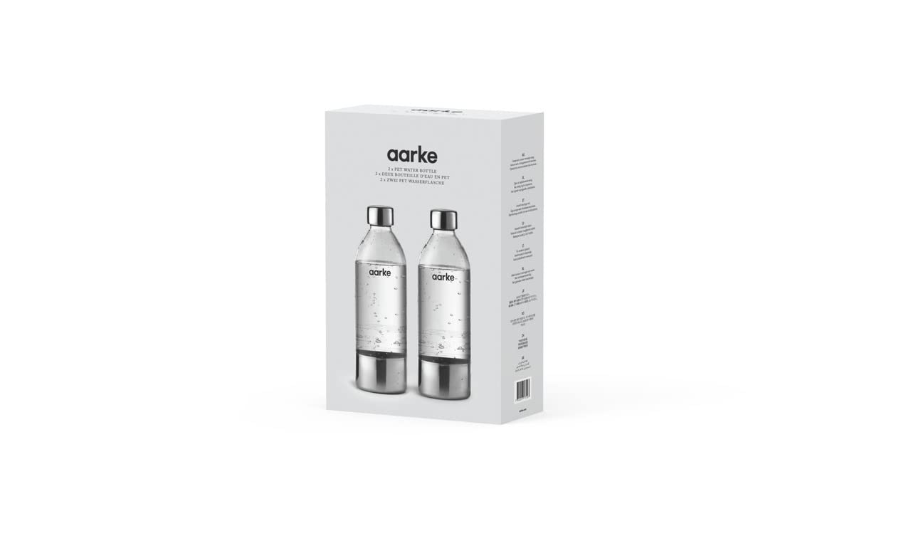 Aarke bottle showing certifications for safety and standards.